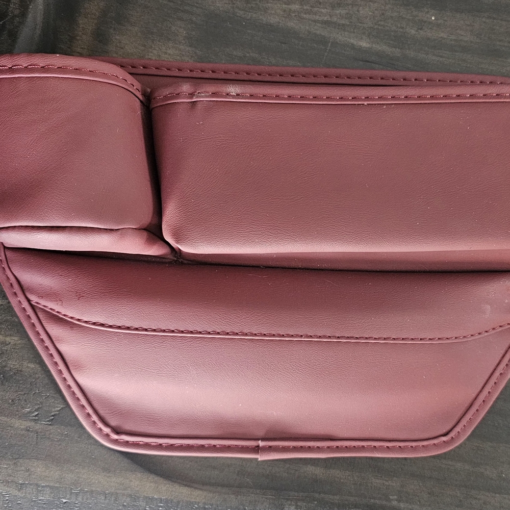 Burgendy Leather Inbetween Car Seat Storage